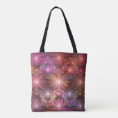 Bloembed van kleurrijke glanzende abstracte fracta tote bag (Achterkant)