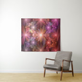 Bloembed van kleurrijke glanzende abstracte fracta wandkleed (In Situ (horizontaal))
