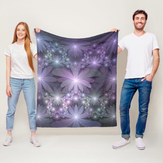 Bloembed van trendy glanzende abstracte fractal ku fleece deken (In situ)