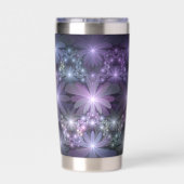 Bloembed van trendy glanzende abstracte fractal ku geïsoleerde drinkbeker (Achterkant)