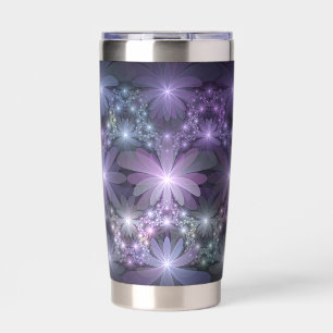 Bloembed van trendy glanzende abstracte fractal ku geïsoleerde drinkbeker