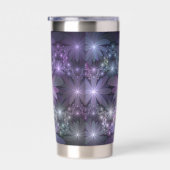 Bloembed van trendy glanzende abstracte fractal ku geïsoleerde drinkbeker (Rechts)