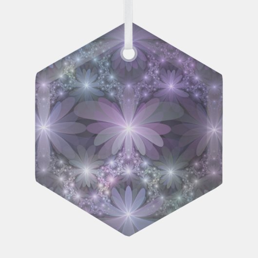 Bloembed van trendy glanzende abstracte fractal ku glas ornament (Voorkant)