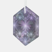 Bloembed van trendy glanzende abstracte fractal ku glas ornament (Voorkant links)