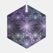 Bloembed van trendy glanzende abstracte fractal ku glas ornament (Achterkant)