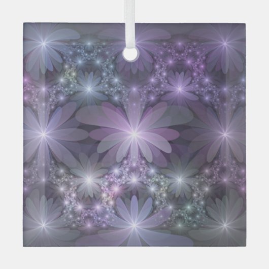 Bloembed van trendy glanzende abstracte fractal ku glas ornament (Voorkant)
