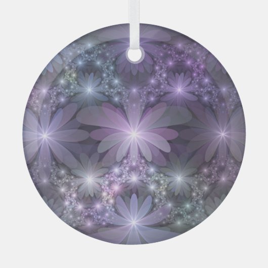 Bloembed van trendy glanzende abstracte fractal ku glas ornament (Voorkant)