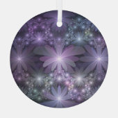 Bloembed van trendy glanzende abstracte fractal ku glas ornament (Achterkant)