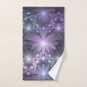 Bloembed van trendy glanzende abstracte fractal ku handdoek