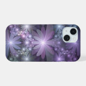 Bloembed van trendy glanzende abstracte fractal ku iPhone 15 case (Achterkant horizontaal)