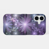 Bloembed van trendy glanzende abstracte fractal ku iPhone 16 hoesje (Achterkant horizontaal)