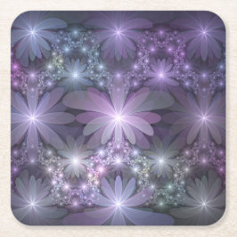 Bloembed van trendy glanzende abstracte fractal ku kartonnen onderzetters