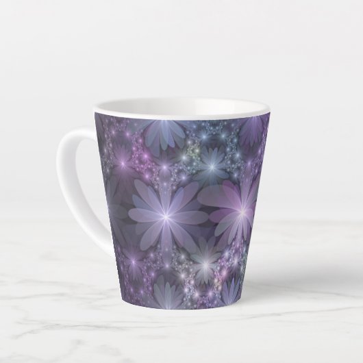 Bloembed van trendy glanzende abstracte fractal ku latte mok (Linkerhoek)