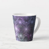 Bloembed van trendy glanzende abstracte fractal ku latte mok (Rechterhoek)