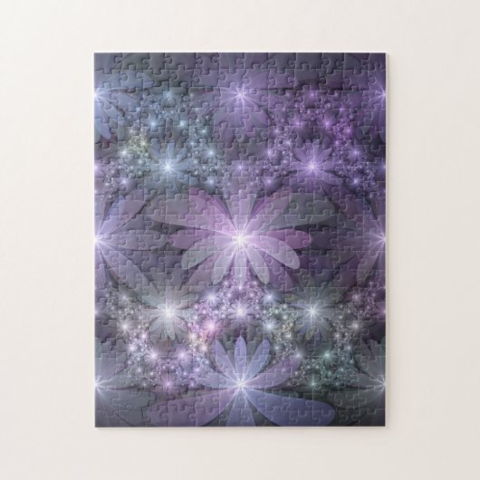 Bloembed van trendy glanzende abstracte fractal ku legpuzzel (Verticaal)