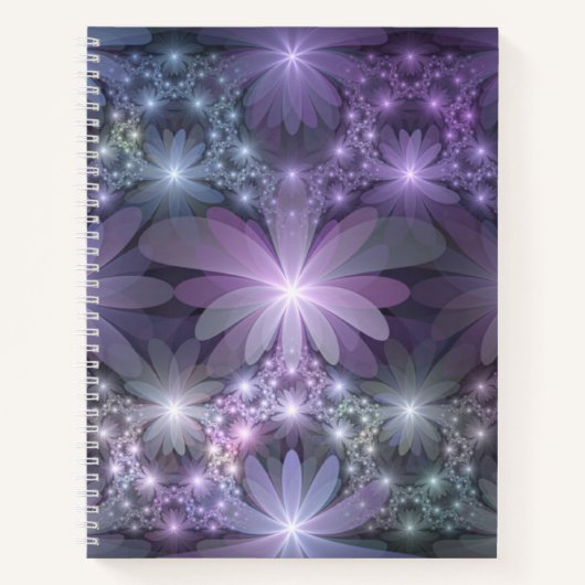Bloembed van trendy glanzende abstracte fractal ku notitieboek (Voorkant)