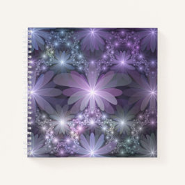 Bloembed van trendy glanzende abstracte fractal ku notitieboek