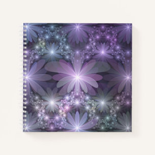 Bloembed van trendy glanzende abstracte fractal ku notitieboek