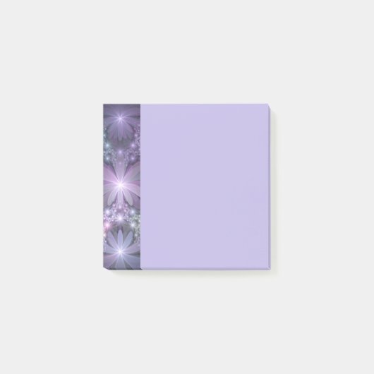 Bloembed van trendy glanzende abstracte fractal ku post-it® notes (Voorkant)
