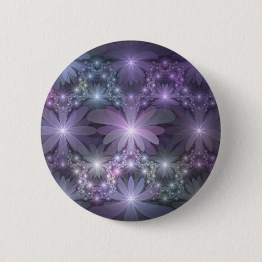Bloembed van trendy glanzende abstracte fractal ku ronde button 5,7 cm (Voorkant)