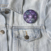 Bloembed van trendy glanzende abstracte fractal ku ronde button 5,7 cm (In situ)