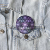 Bloembed van trendy glanzende abstracte fractal ku ronde button 7,6 cm (In situ)