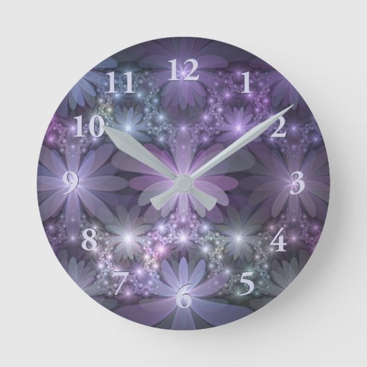Bloembed van trendy glanzende abstracte fractal ku ronde klok (Voorkant)