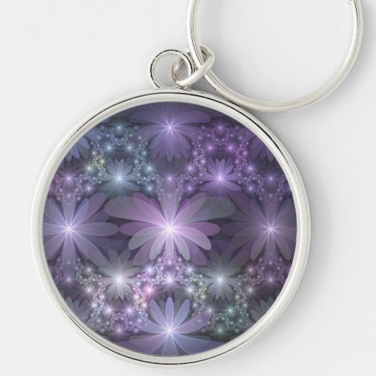 Bloembed van trendy glanzende abstracte fractal ku sleutelhanger (Voorkant)