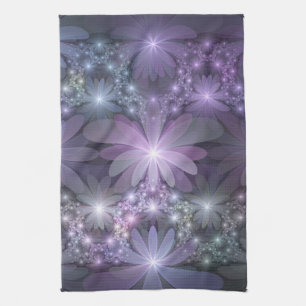 Bloembed van trendy glanzende abstracte fractal ku theedoek