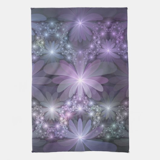 Bloembed van trendy glanzende abstracte fractal ku theedoek (Verticaal)