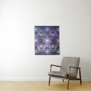 Bloembed van trendy glanzende abstracte fractal ku wandkleed