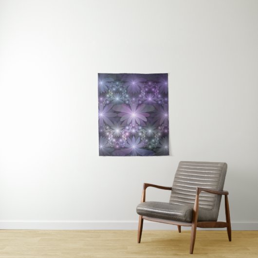 Bloembed van trendy glanzende abstracte fractal ku wandkleed (In situ)