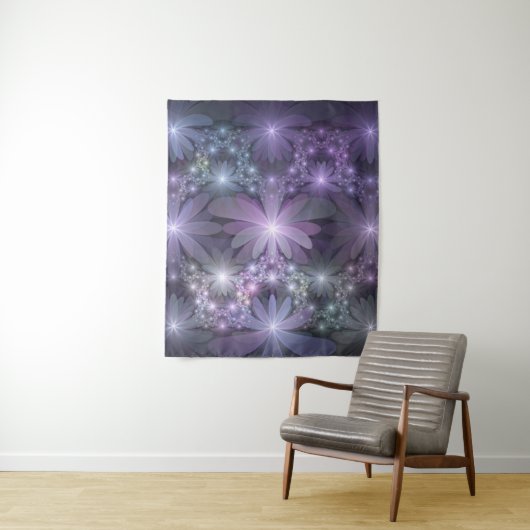 Bloembed van trendy glanzende abstracte fractal ku wandkleed (In situ)