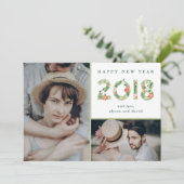 bloembegin | Twee foto's Gelukkig Nieuwjaar Feestdagenkaart (Staand voorkant)