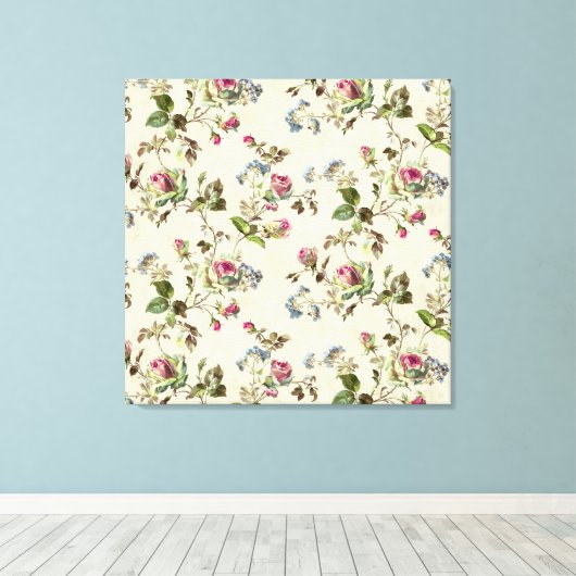   bloembehang roos knoppen canvas afdruk (Insitu (Houten vloer))