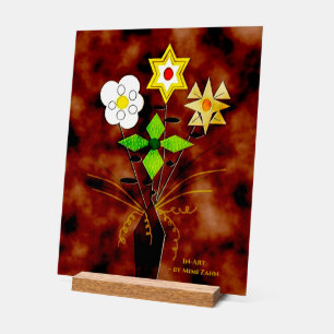 "Bloembezorging" (28 x 35,5 cm) Acryl Bord