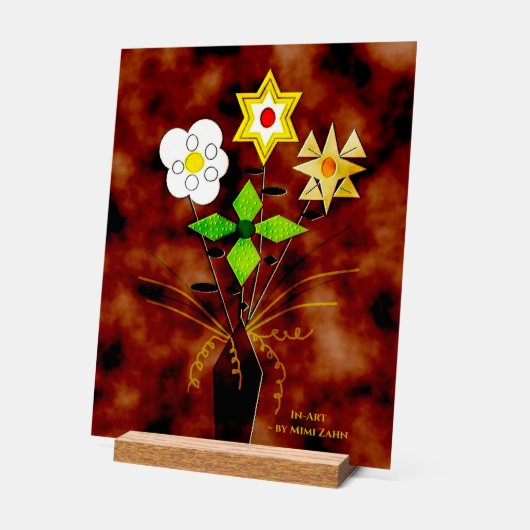 "Bloembezorging" (28 x 35,5 cm) Acryl Bord (Hoek)
