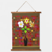 "Bloembezorging" houten wandtapijt Hangend Wandkleed (Voorkant)