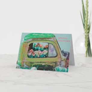 Bloembezorging verjaardag vrachtwagen boeket leuk kaart