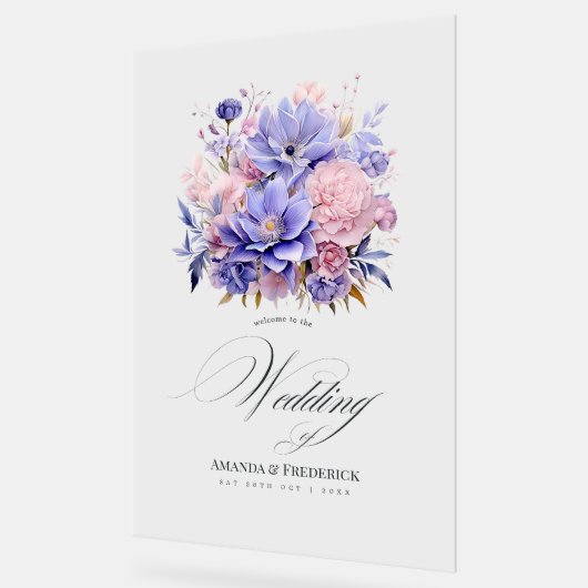 bloemblaadje roze, korenbloem blauw & Mauve bloeme Acryl Bord (Hoek)