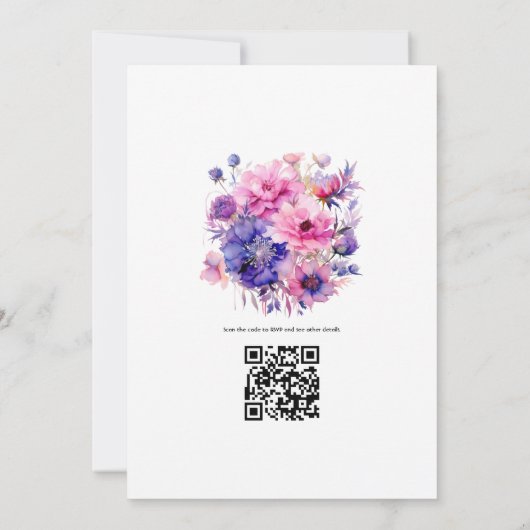 bloemblaadje roze, korenbloem blauw & Mauve bloeme Kaart (Achterkant)