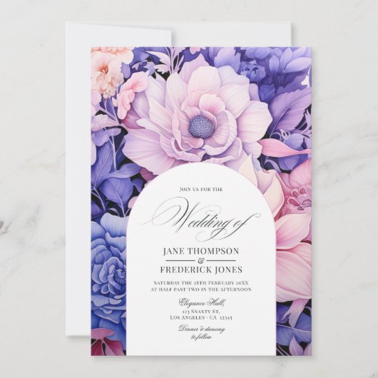 bloemblaadje roze, korenbloem blauw & Mauve bloeme Kaart (Voorkant)