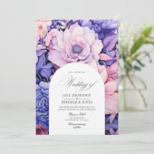 bloemblaadje roze, korenbloem blauw & Mauve bloeme Kaart (Staand voorkant)