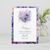 bloemblaadje roze, korenbloem blauw & Mauve bloeme Kaart (Staand voorkant)