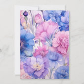 bloemblaadje roze, korenbloem blauw & Mauve bloeme Kaart (Achterkant)