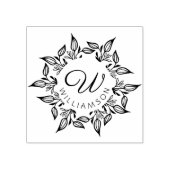 Bloemblaadjes Botanische Cirkelnaam & Monogram Rubberstempel (Afrduk)