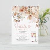 Bloemblaadjes en Bubbly Prosecco Vrijgezellenfeest Kaart (Staand voorkant)