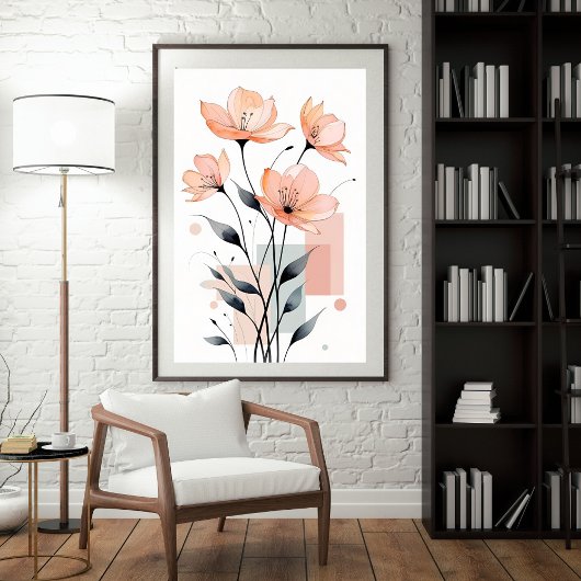 Bloemblaadjes en geometrie poster