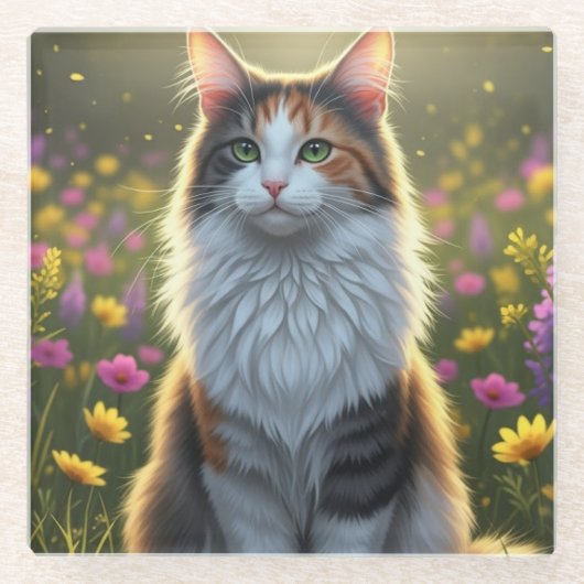 Bloemblaadjes en poten glazen onderzetter (Voorkant)