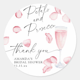 Bloemblaadjes en Prosecco - bedankt bruidsdouche Ronde Sticker